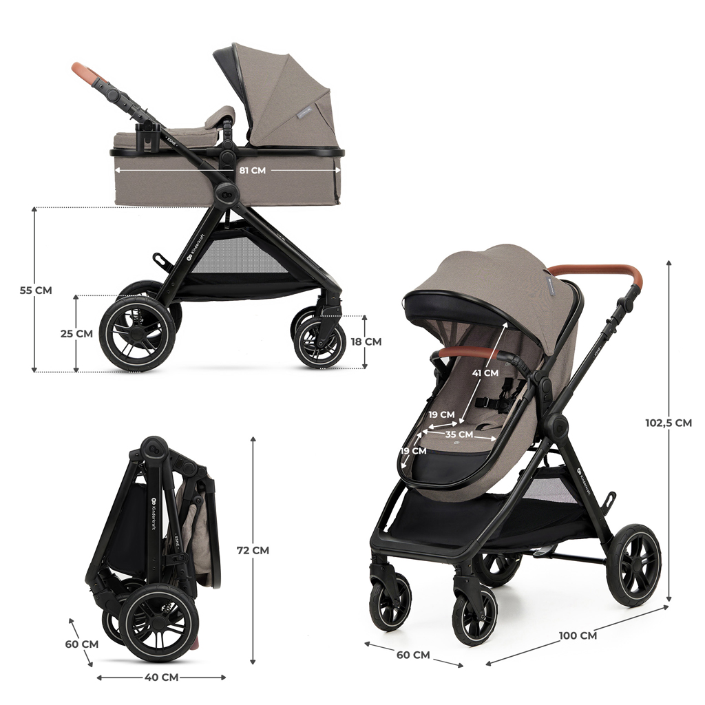 KINDERKRAFT Kombinált babakocsi 3 az 1-ben Esme Sand Beige