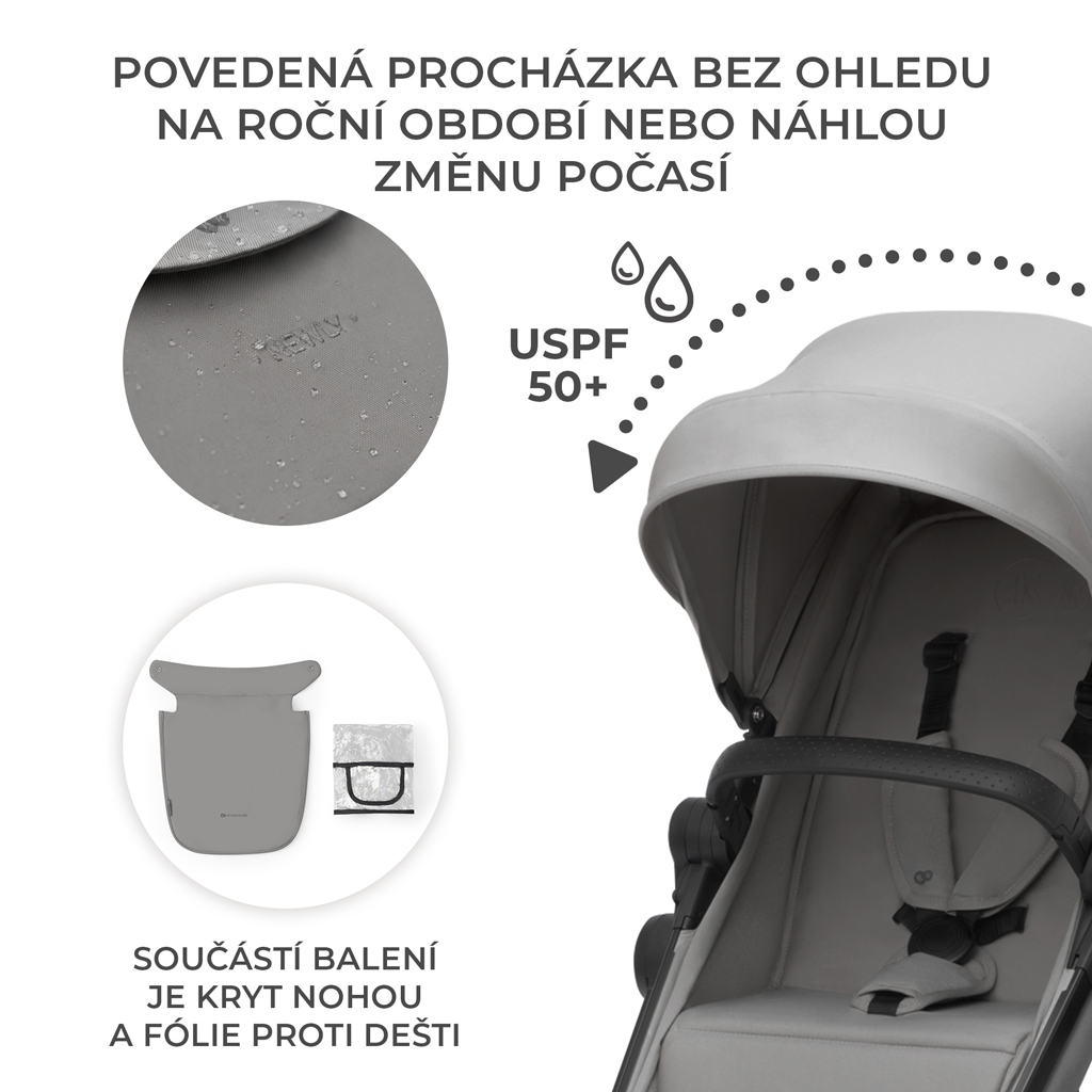 KINDERKRAFT Babakocsi kombinált 3 az 1-ben Newly Moonlight grey + Mink PRO