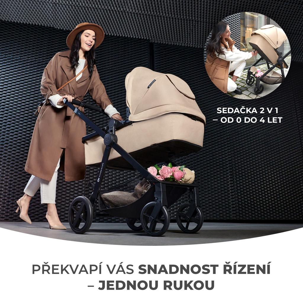 KINDERKRAFT Babakocsi kombinált 3 az 1-ben Newly Sand bézs + Mink PRO
