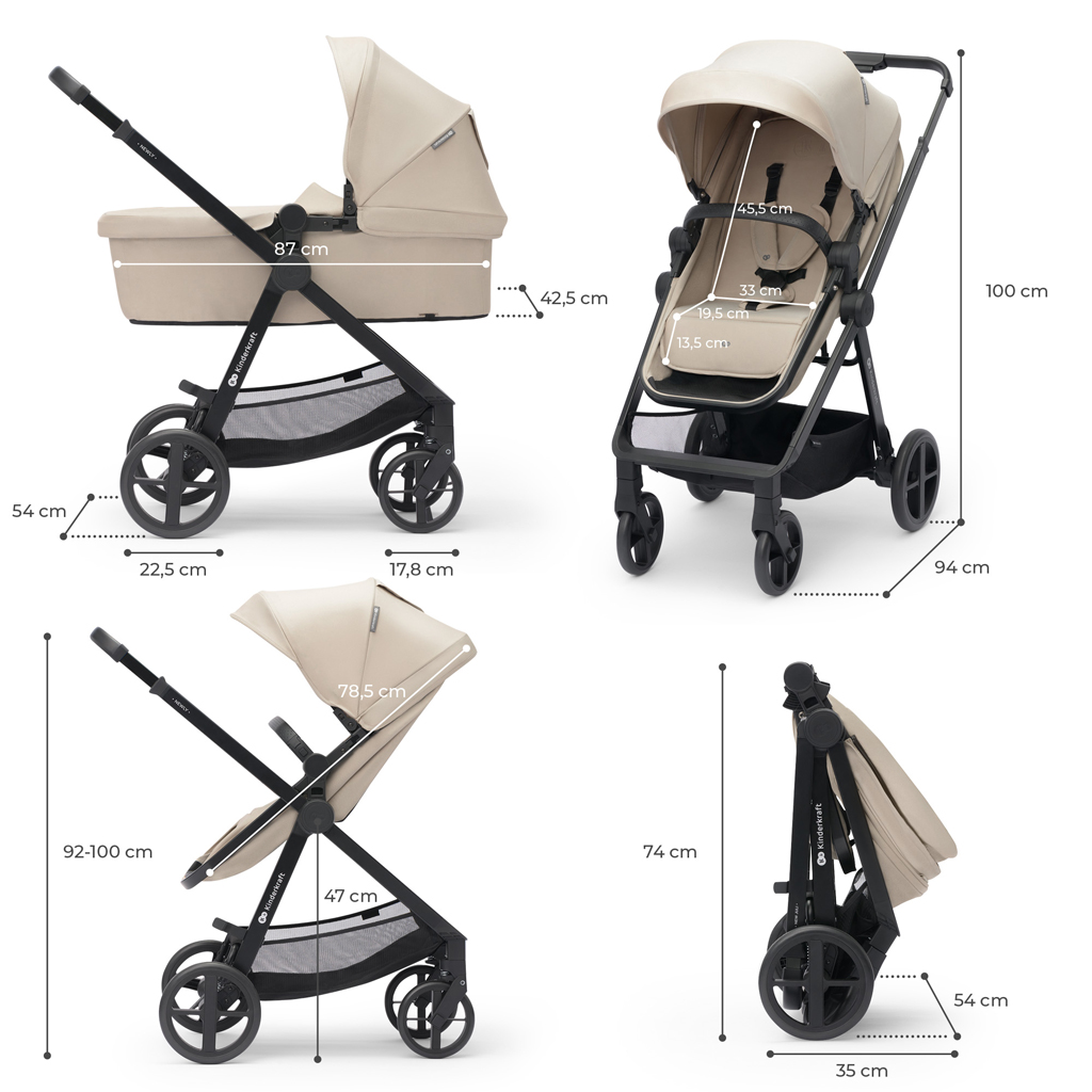 KINDERKRAFT Babakocsi kombinált 4 az 1-ben Newly Classic Beige + Mink PRO