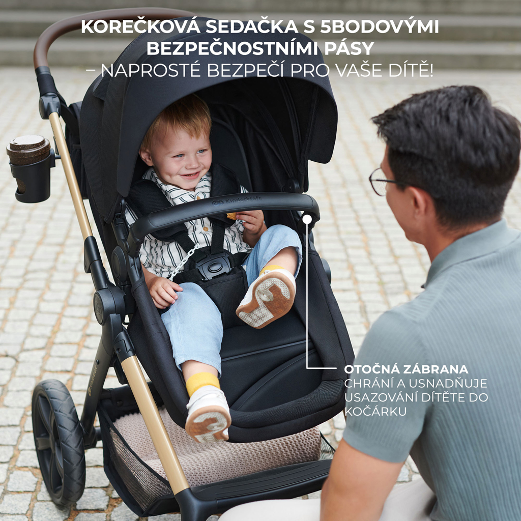 KINDERKRAFT Moov 2 3v1 kombinált babakocsi Pure Black - habkerekek