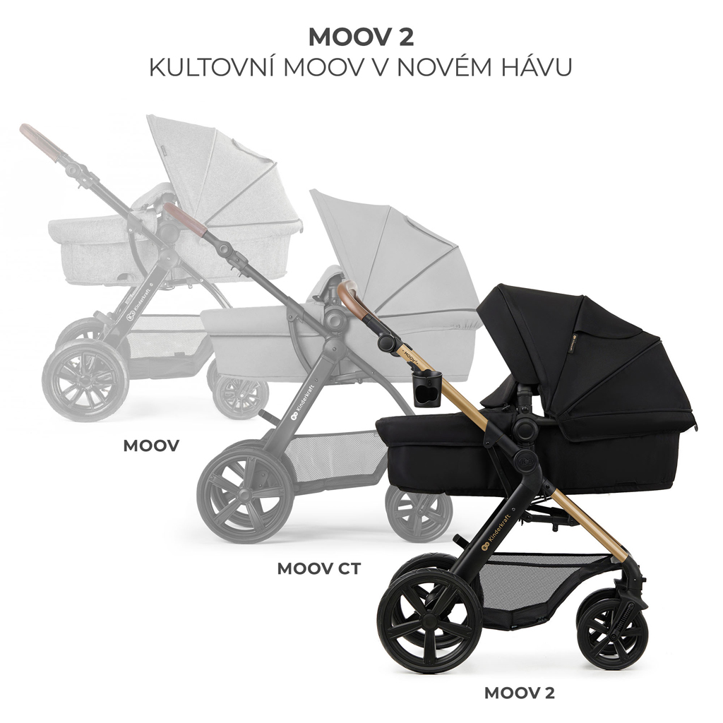 KINDERKRAFT Moov 2 3v1 kombinált babakocsi Pure Black - habkerekek