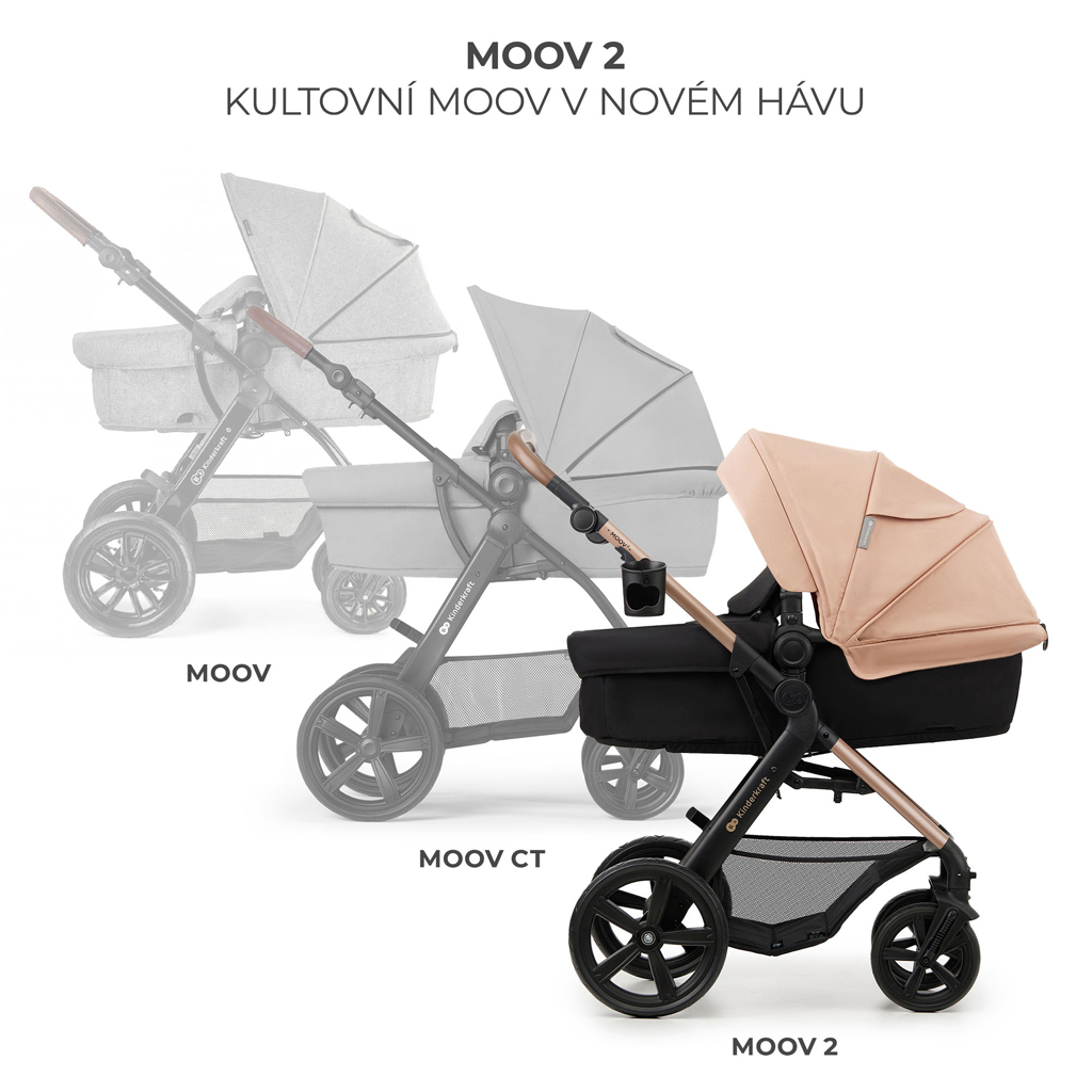 KINDERKRAFT Babakocsi kombinált Moov 2 3v1 Sand Beige - habkerekek
