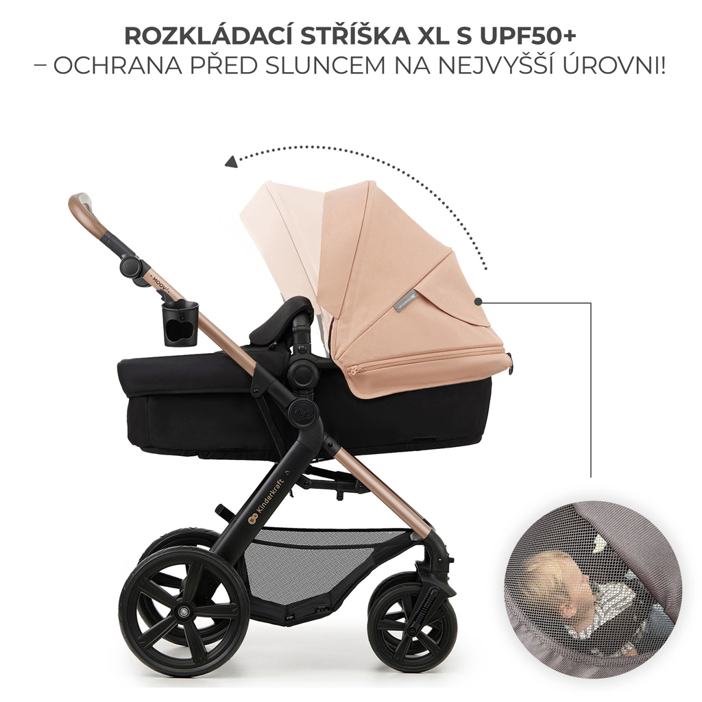 KINDERKRAFT Babakocsi kombinált Moov 2 3v1 Sand Beige - habkerekek