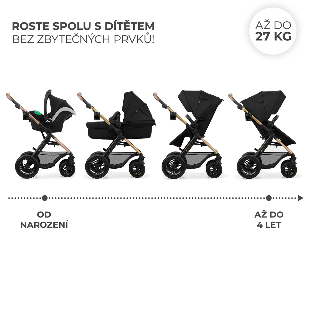 KINDERKRAFT Babakocsi kombi Moov 2 Air 3 az 1-ben Pure Black