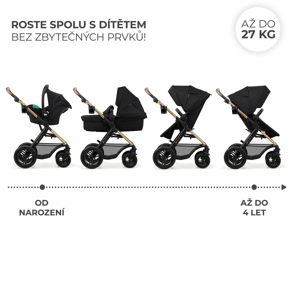 KINDERKRAFT Babakocsi kombi Moov 2 Air 3 az 1-ben Pure Black