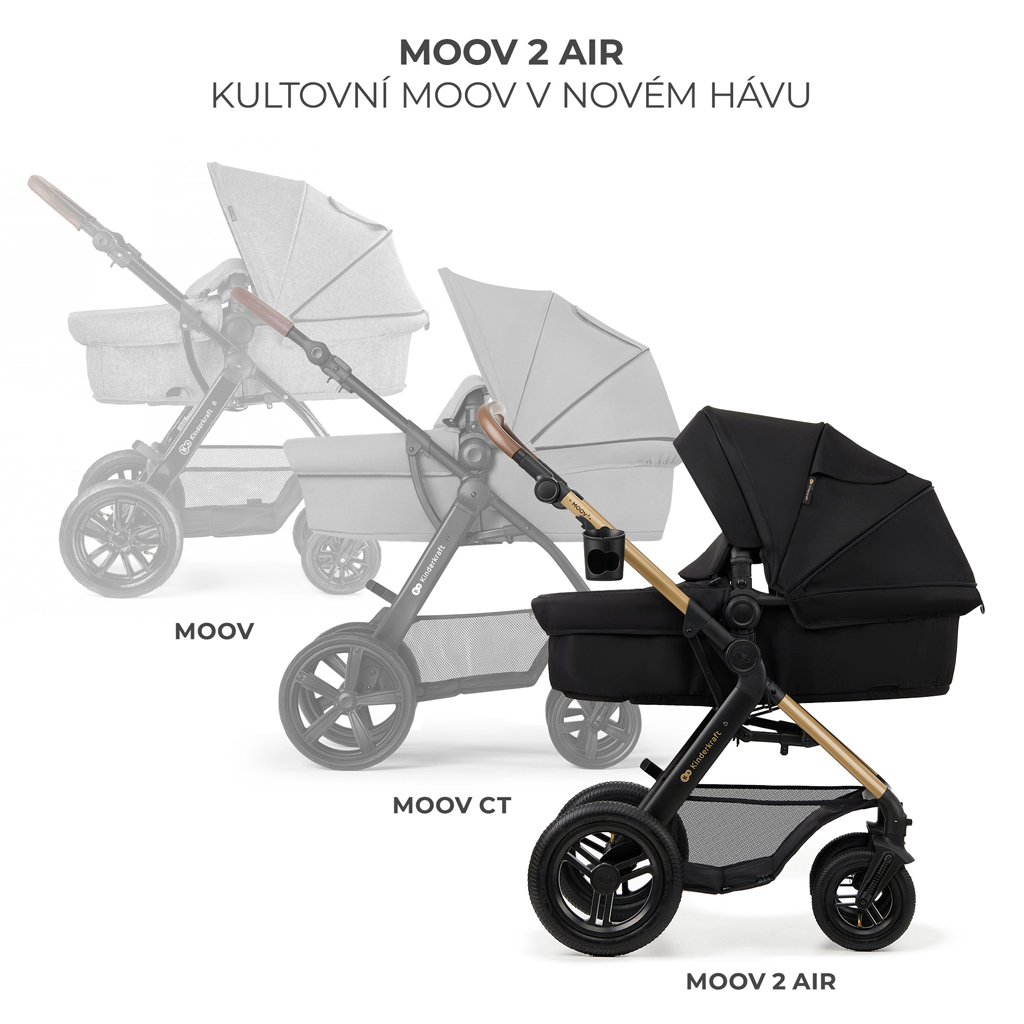 KINDERKRAFT Babakocsi kombi Moov 2 Air 3 az 1-ben Pure Black