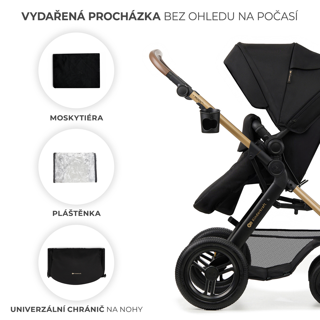 KINDERKRAFT Babakocsi kombi Moov 2 Air 3 az 1-ben Pure Black