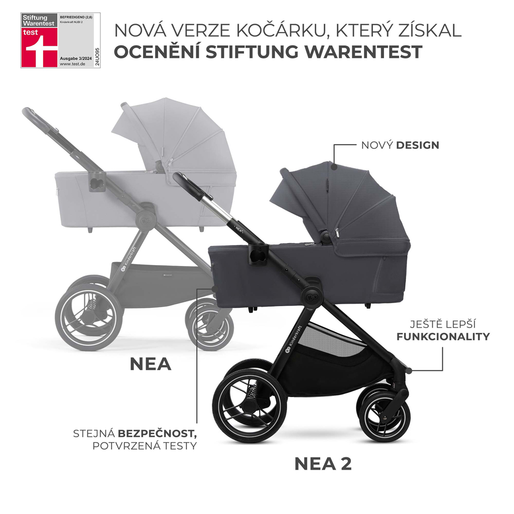 KINDERKRAFT Kombinált babakocsi Nea 2 2in1 Dark Grey