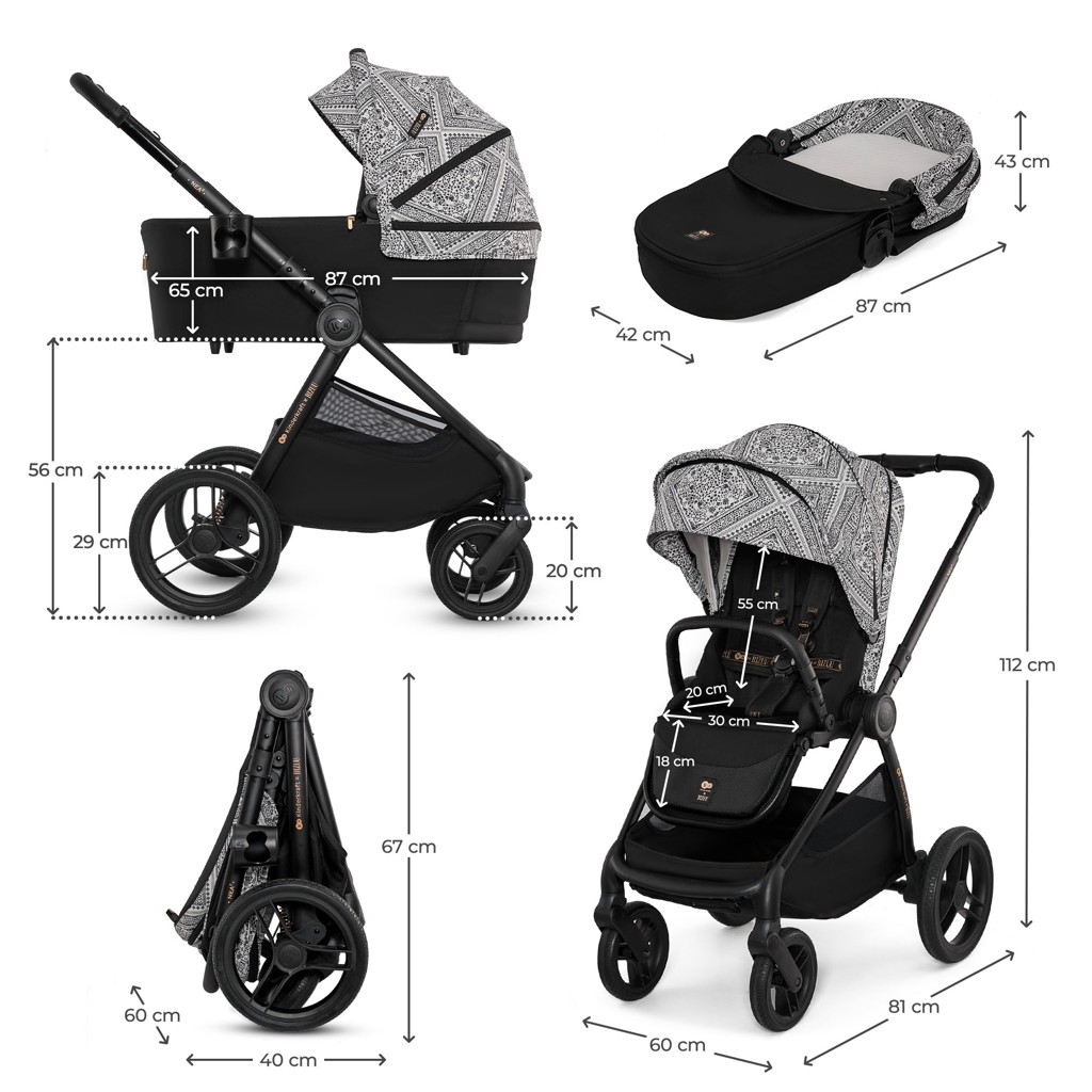 KINDERKRAFT Kombinált babakocsi Nea 2 2 az 1-ben Lunar Black Bizuu