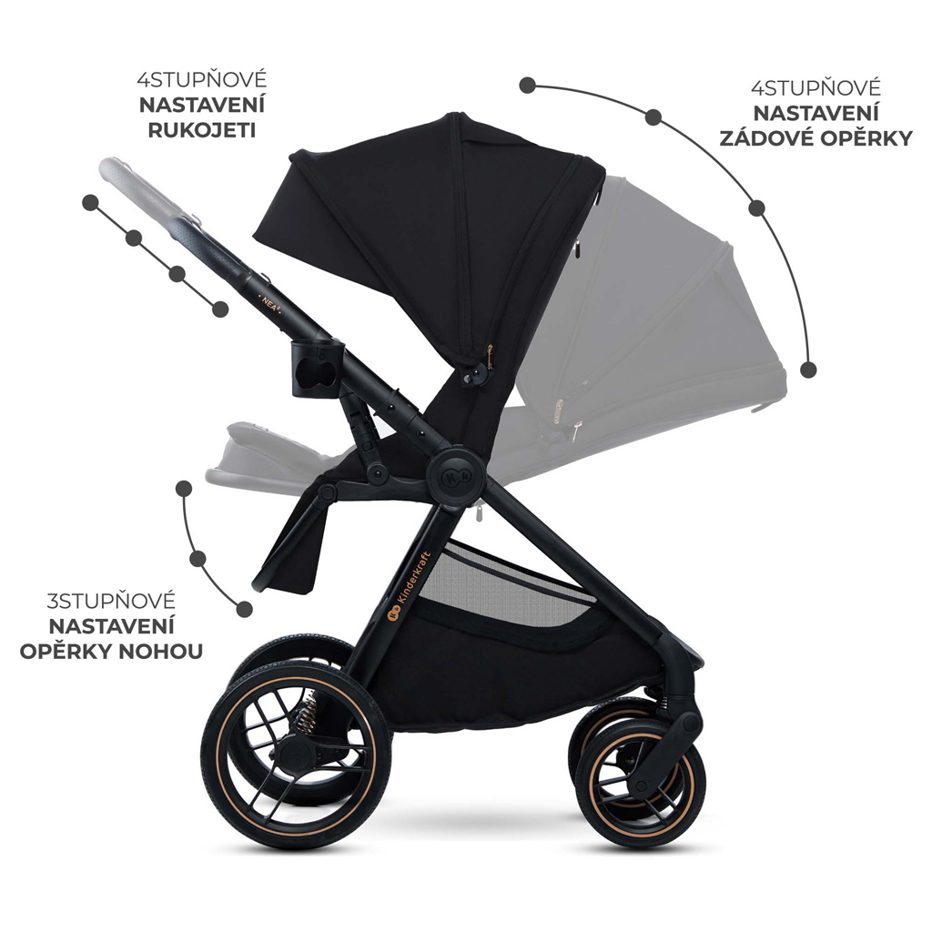 KINDERKRAFT Kombinált babakocsi Nea 2 2in1 Midnigth Black