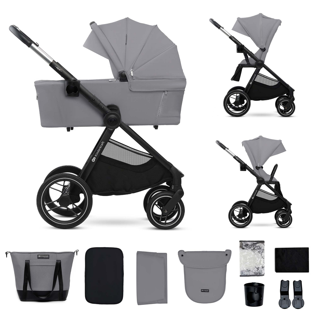 KINDERKRAFT Kombinált babakocsi Nea 2 2in1 Platinum Grey
