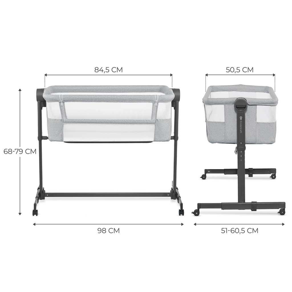 KINDERKRAFT Állítható gyerekágy Neste Up2 Light Grey