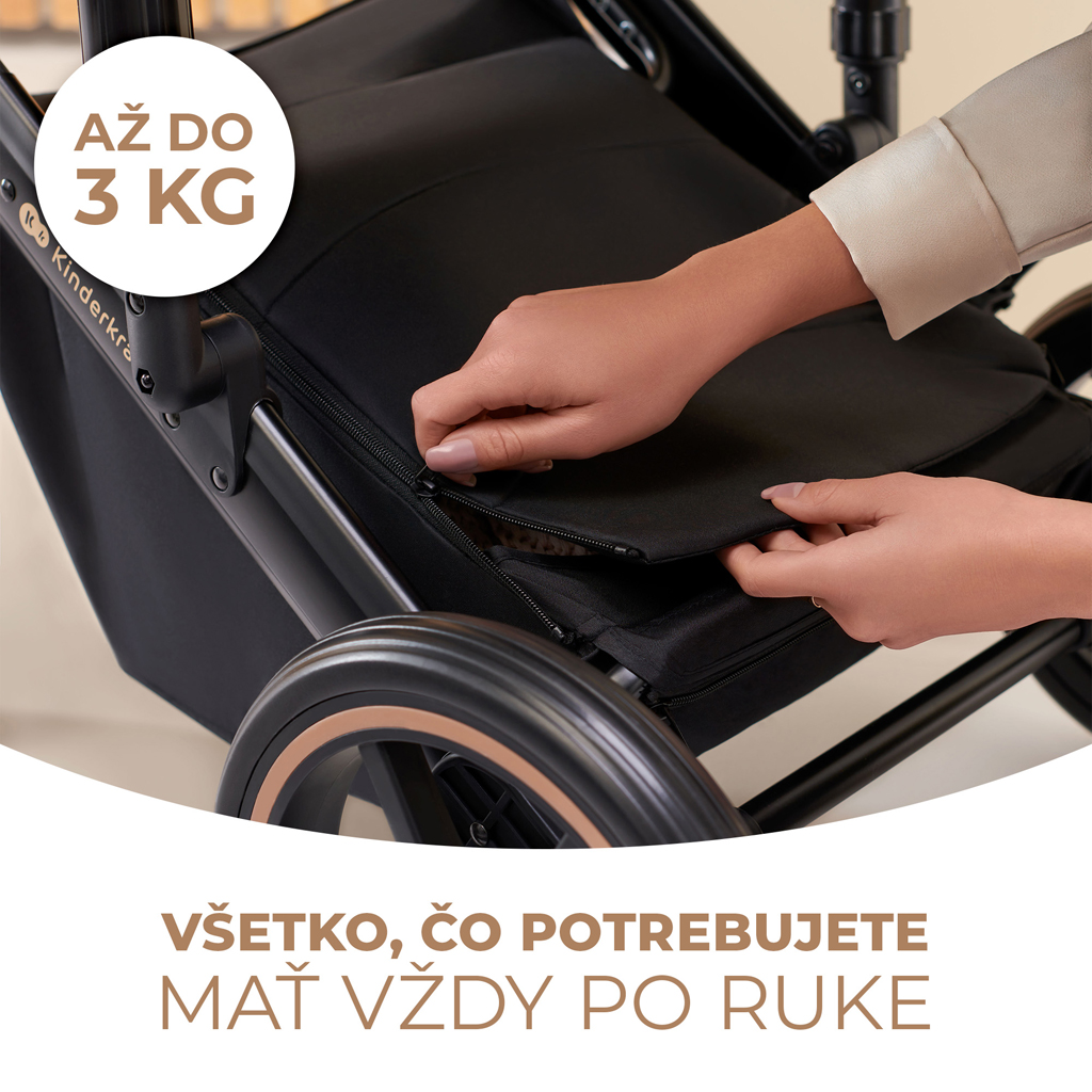 KINDERKRAFT SELECT Kombinált babakocsi 3in1  Prime 2 Venezian Black, Premium
