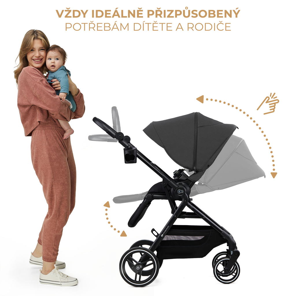 KINDERKRAFT SELECT Yoxi 2v1 kombinált babakocsi Moonlight Grey