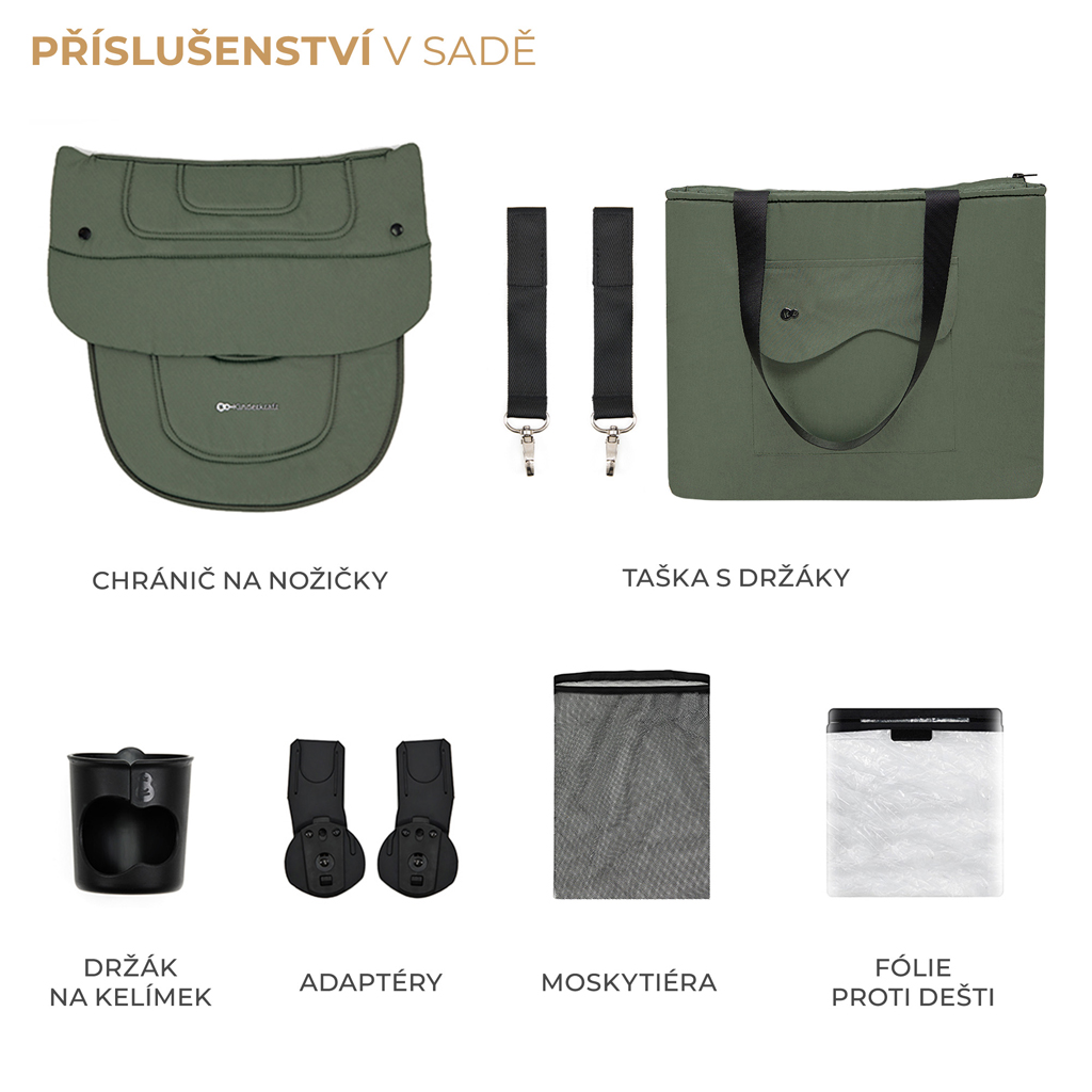 KINDERKRAFT SELECT Yoxi 2v1 kombinált babakocsi Mystic Green