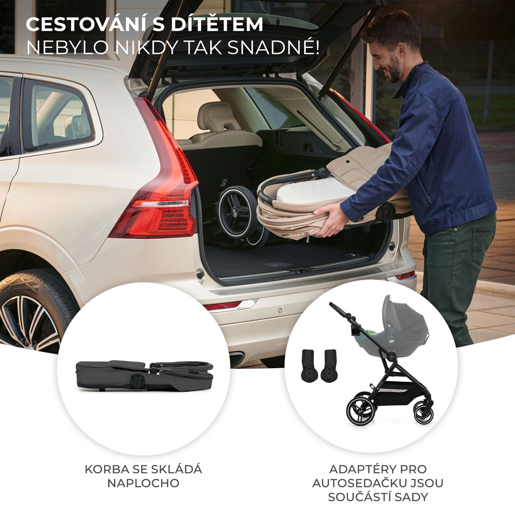 KINDERKRAFT SELECT Kombinált babakocsi Yoxi 3 az 1-ben Moonlight Grey