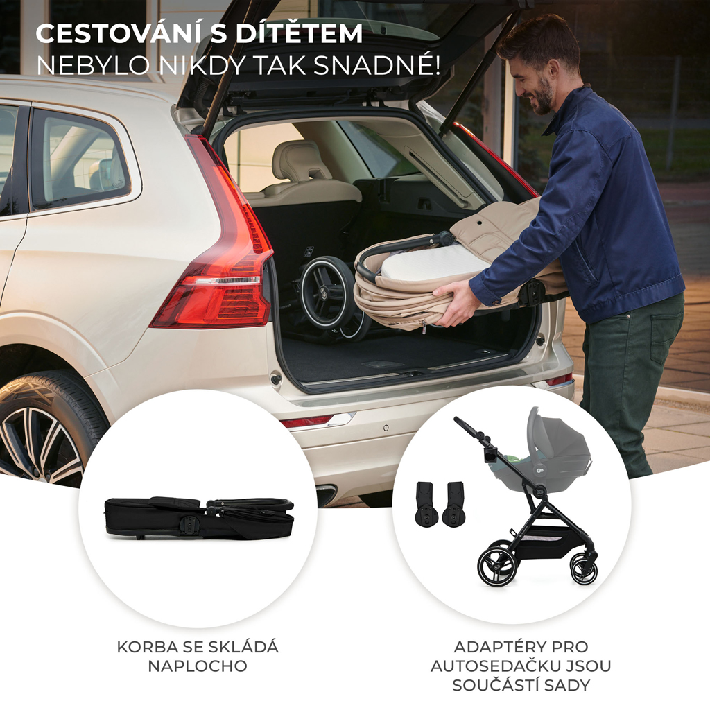 KINDERKRAFT SELECT Kombinált babakocsi Yoxi 3 az 1-ben Pure Black
