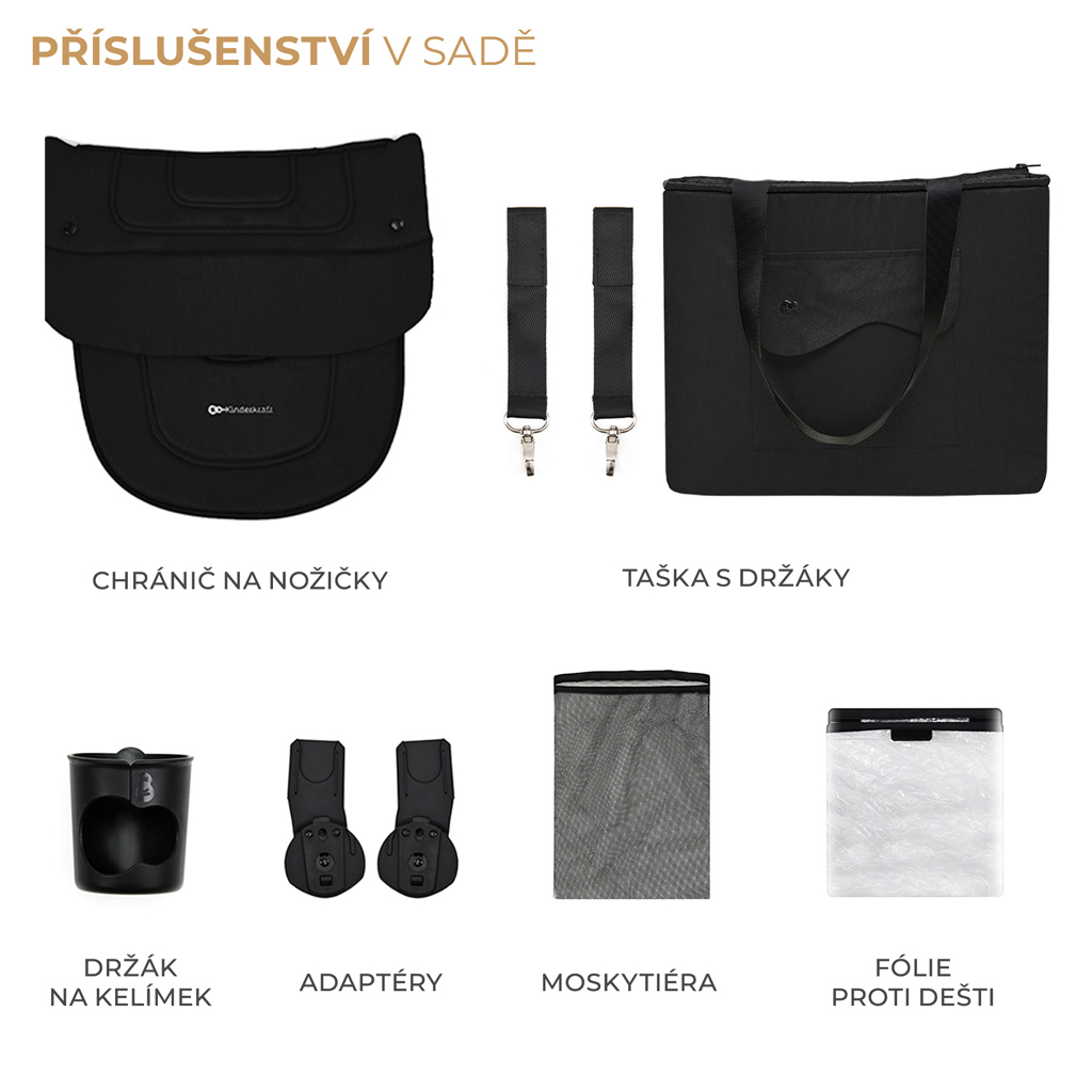 KINDERKRAFT SELECT Kombinált babakocsi Yoxi 3 az 1-ben Pure Black