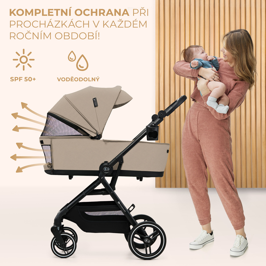 KINDERKRAFT SELECT Kombinált babakocsi Yoxi 3 az 1-ben Homok Bézs