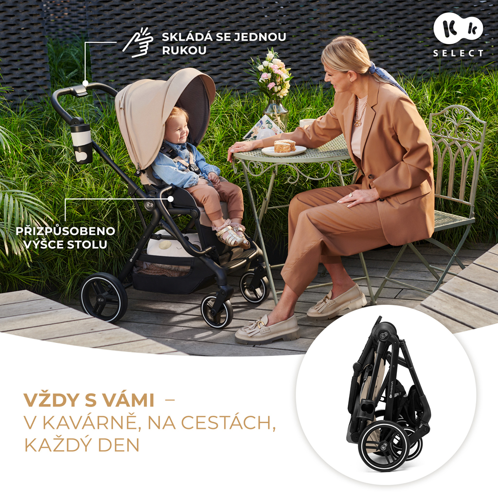 KINDERKRAFT SELECT Kombinált babakocsi Yoxi 3 az 1-ben Homok Bézs