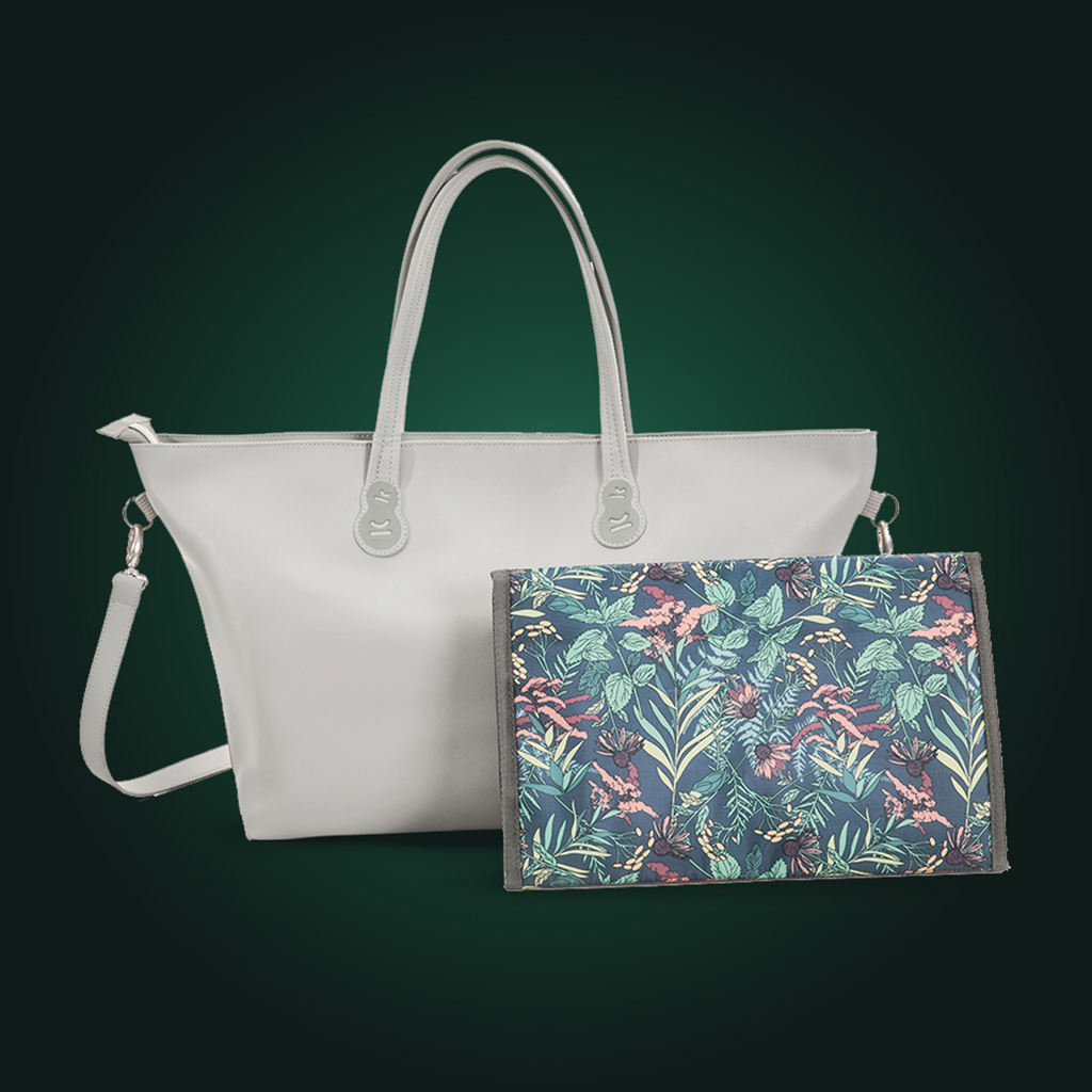 KINDERKRAFT SELECT Pelenkázótáska Treasurebag Light Grey Nature Vibes, Premium