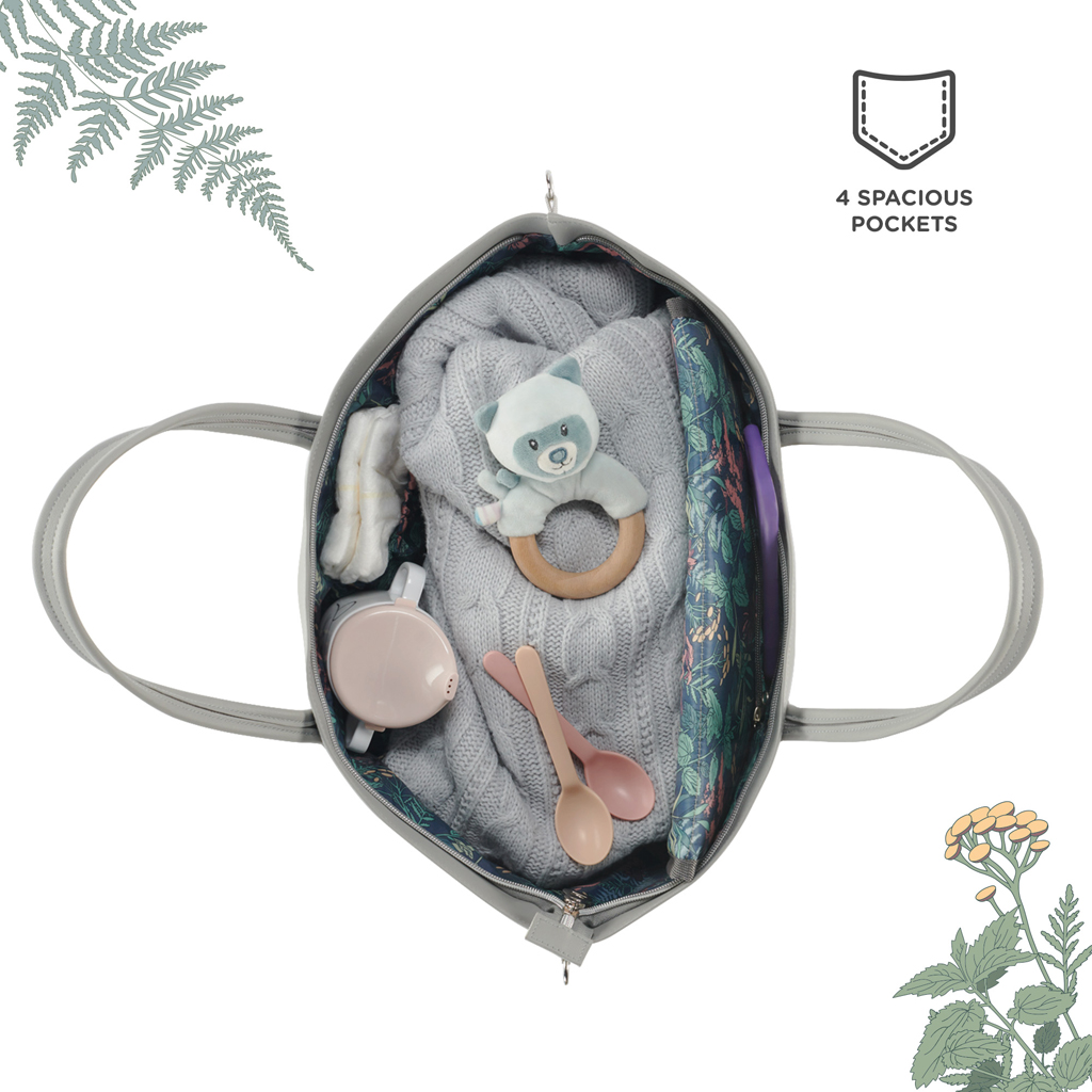 KINDERKRAFT SELECT Pelenkázótáska Treasurebag Light Grey Nature Vibes, Premium