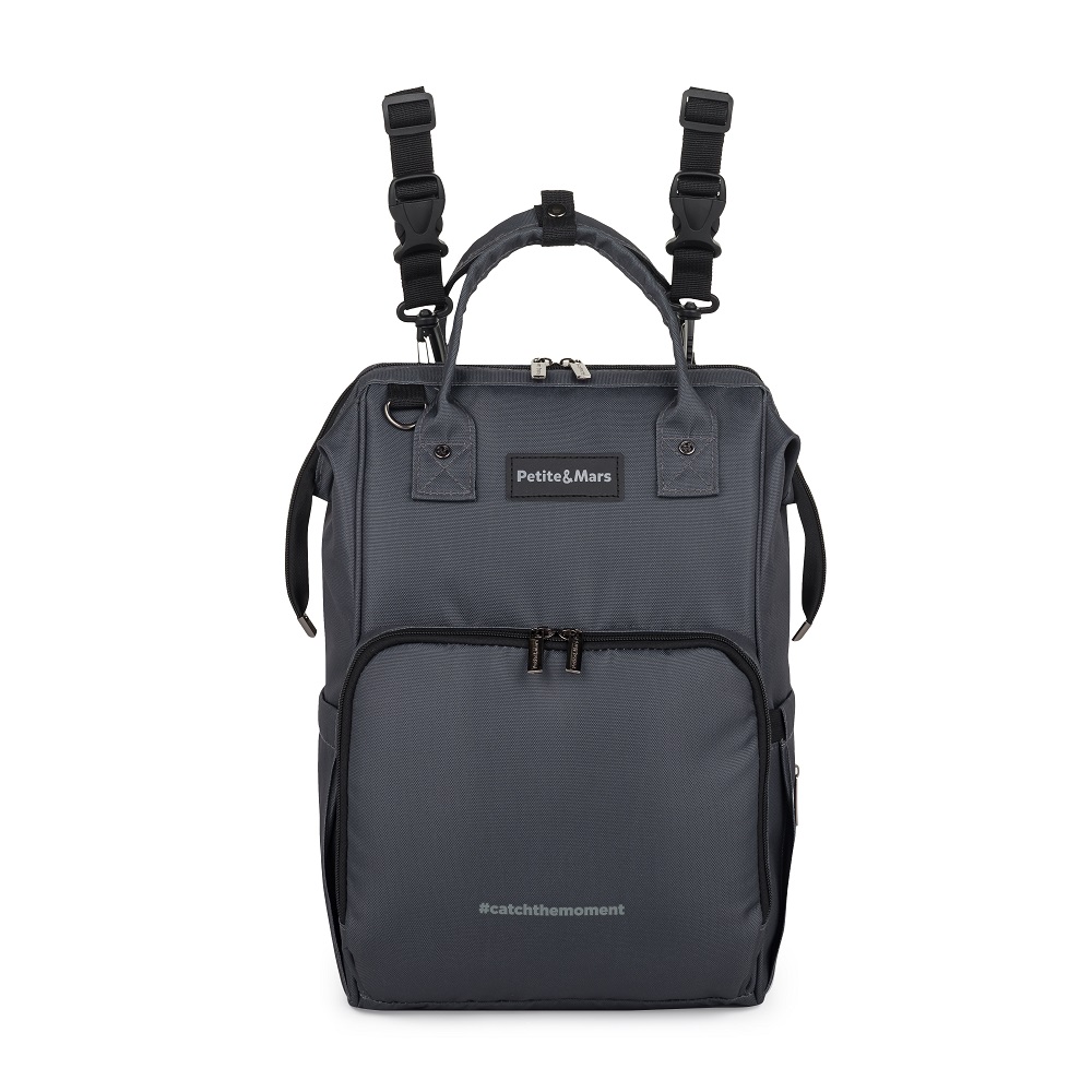 PETITE&amp;MARS Pelenkázó hátizsák babakocsihoz Jack - Catchthemoment sorozat Ultimate Grey 
