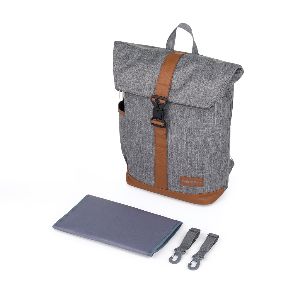 PETITE&amp;amp;amp;amp;amp;amp;amp;MARS Pelenkázó hátizsák babakocsira Jackob Ultimate Grey