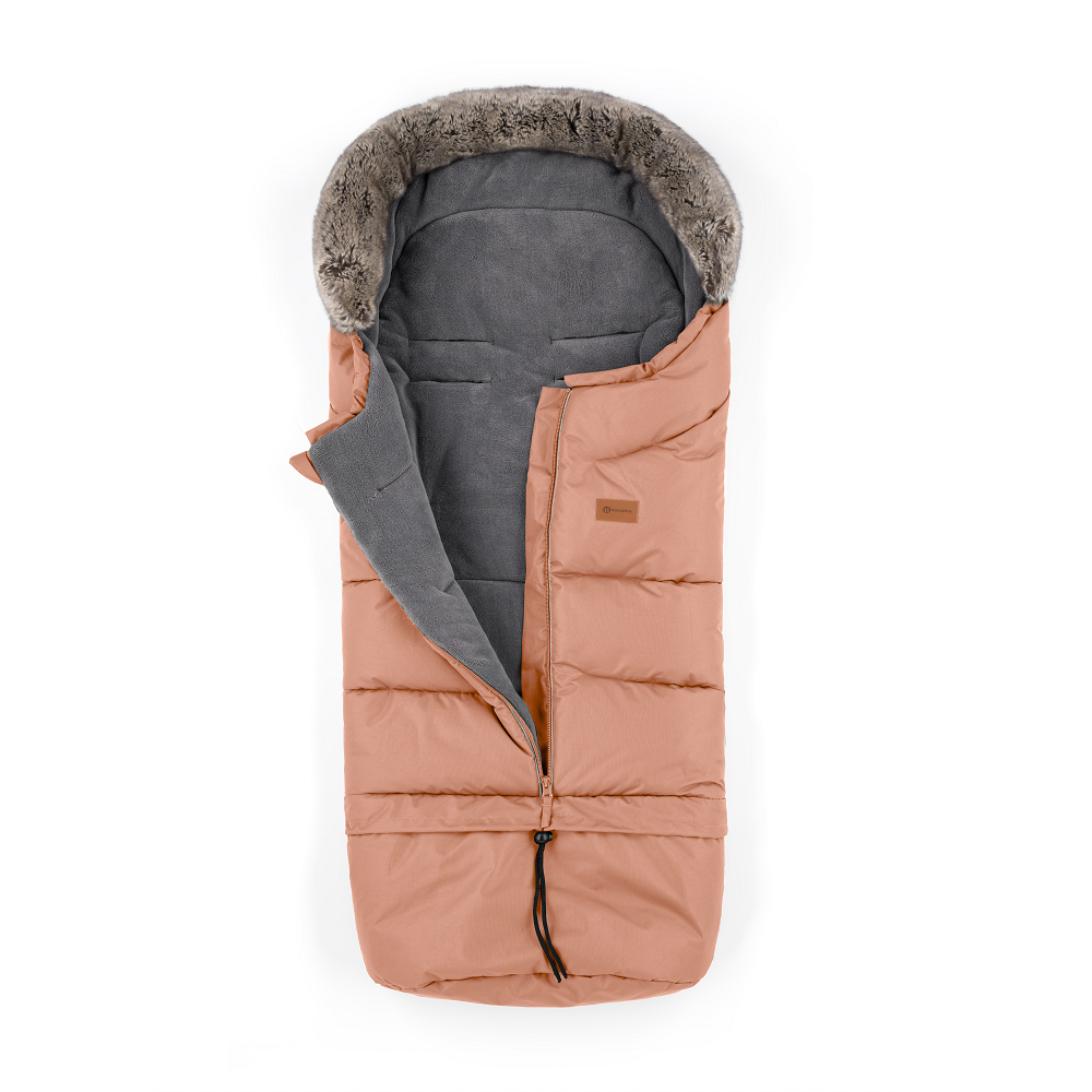 PETITE&amp;amp;amp;amp;amp;amp;amp;amp;amp;amp;amp;MARS Téli szett Arctic 4in1 bundazsák + kézmelegítő kesztyű babakocsira Furry Pastel Peach