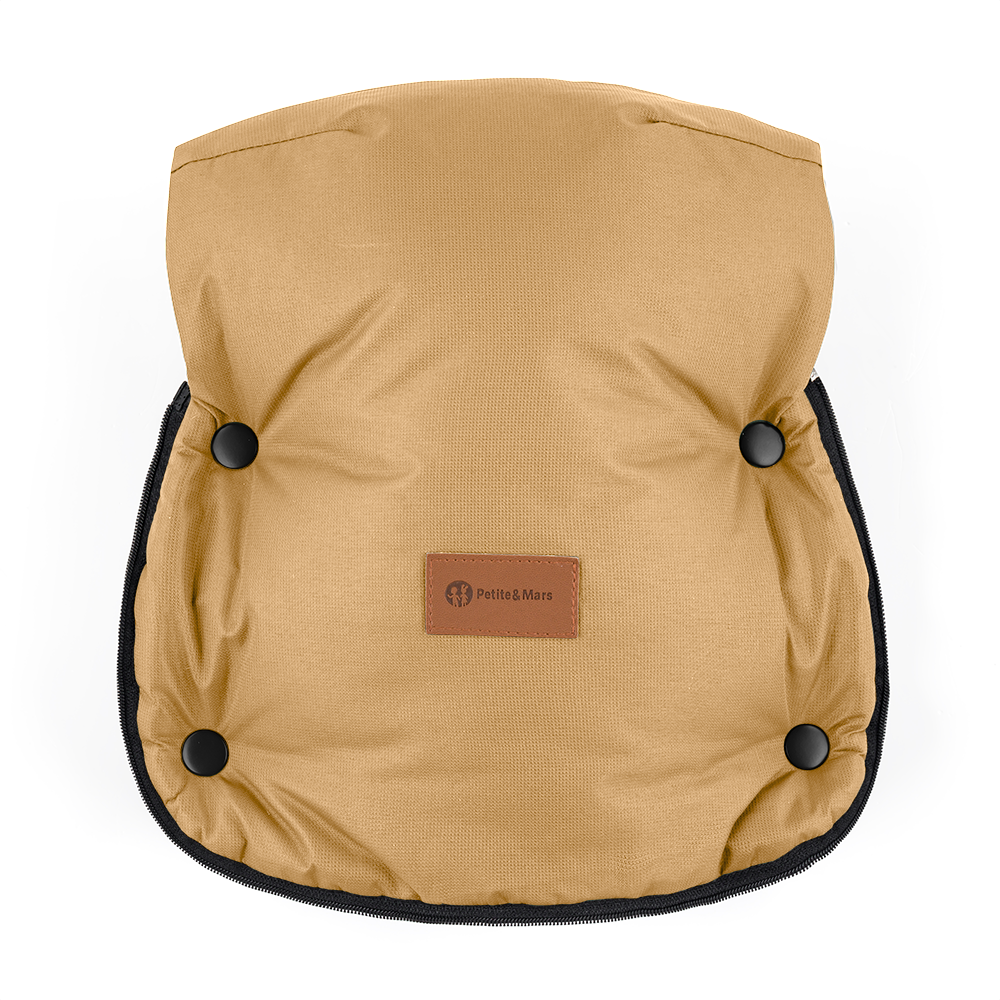 PETITE&amp;amp;MARS Téli szett Comfy 4in1 bundazsák + kézmelegítő kesztyű babakocsira Furry Elegant Caramel