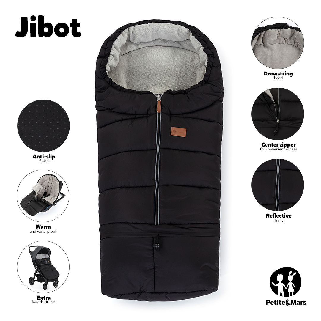 PETITE&amp;amp;amp;amp;amp;amp;amp;amp;amp;MARS Téli szett Jibot 3in1 bundazsák + kézmelegítő kesztyű babakocsira Jasie Charcoal Grey