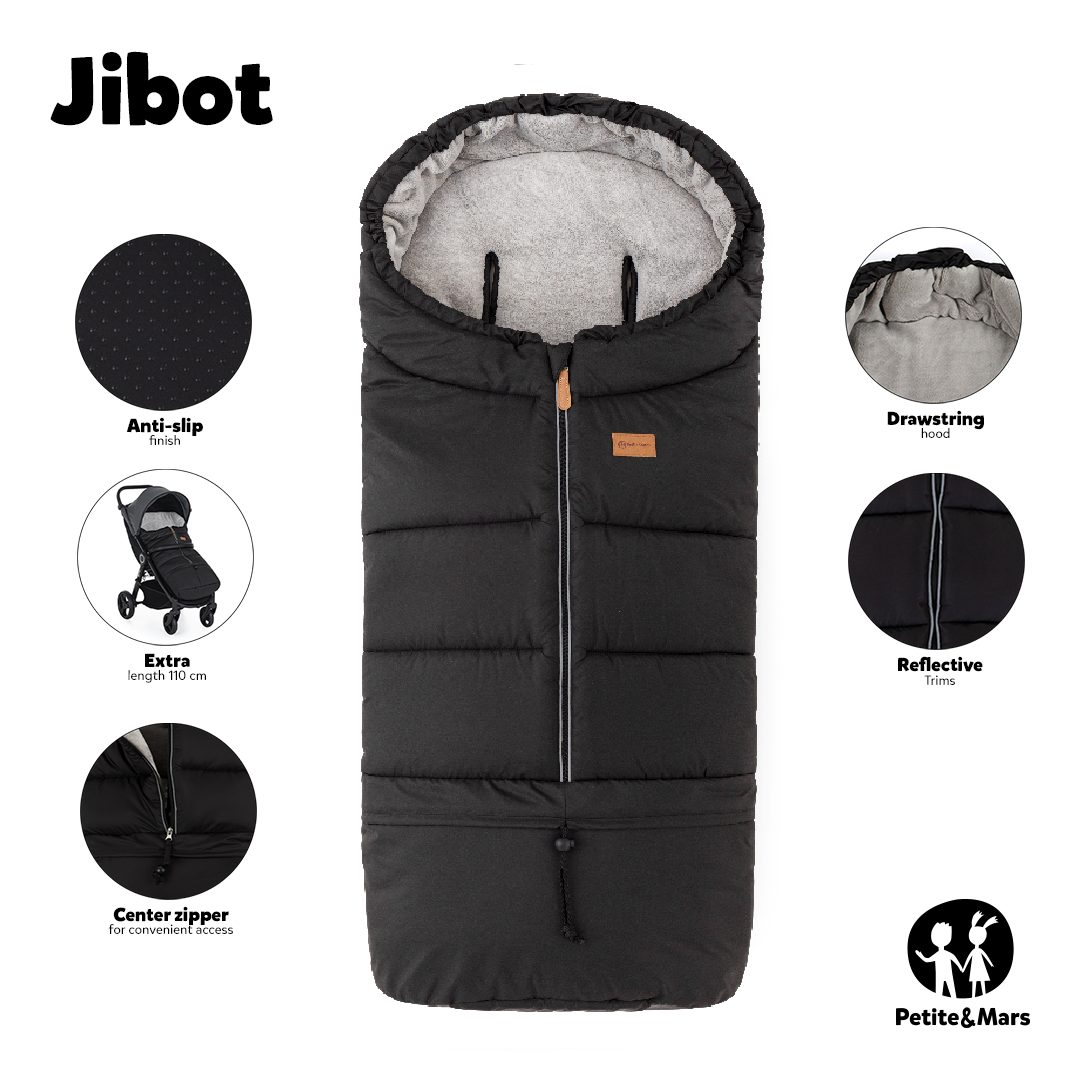 PETITE&amp;amp;amp;amp;amp;amp;amp;amp;amp;amp;amp;amp;amp;MARS Téli szett Jibot 3in1 bundazsák + kézmelegítő kesztyű babakocsira Jasie Ink Black
