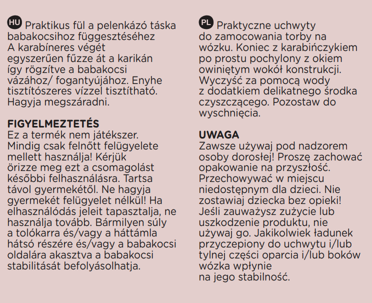 PETITE&amp;amp;MARS Hang Fül a táska felfüggesztéséhez babakocsihoz, 2 db