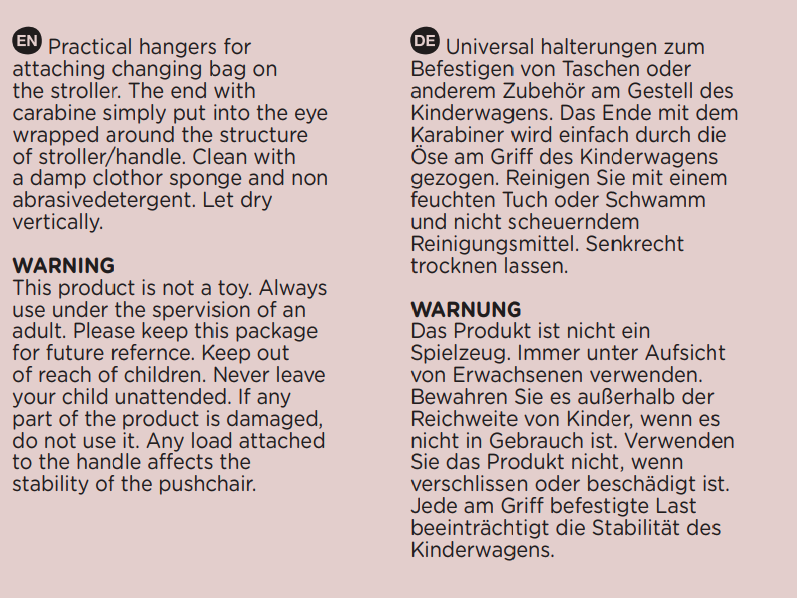 PETITE&amp;amp;amp;amp;amp;amp;amp;MARS Hang Fül a táska felfüggesztéséhez babakocsihoz, 2 db