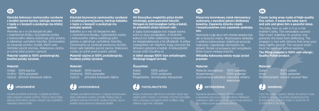 PETITE&amp;amp;MARS Megkötős pólya Nurse tömör kókusz betéttel White 75x75 cm