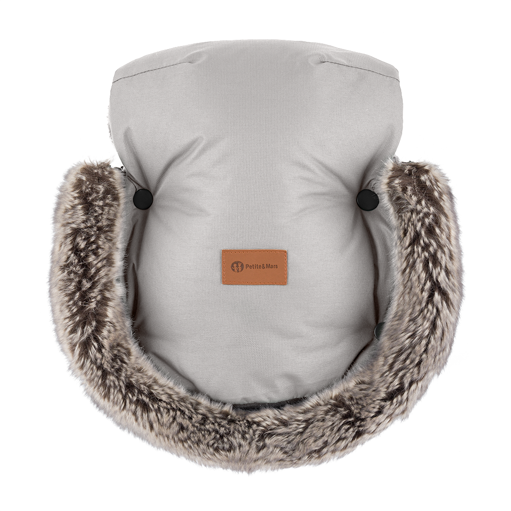 PETITE&amp;MARS Téli szett Arctic 4in1 bundazsák +kézmelegítő kesztyű babakocsira Furry Champagne Shower