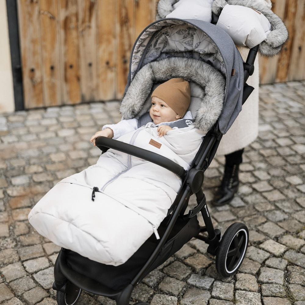 PETITE&amp;MARS Téli szett Arctic 4in1 bundazsák + kézmelegítő kesztyű babakocsira Furry Sky Whisper