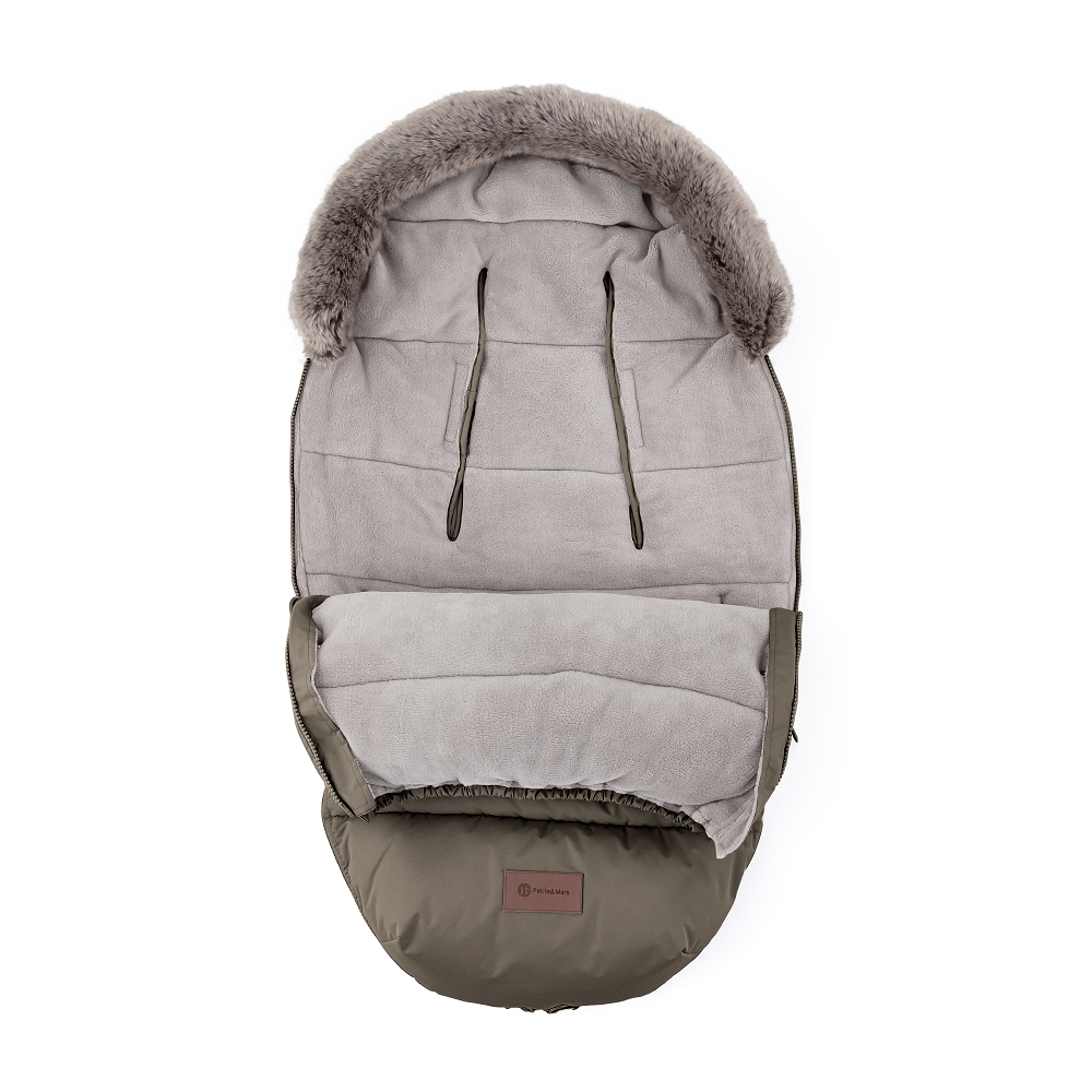 PETITE&amp;amp;amp;amp;MARS Téli szett Comfy 4in1 bundazsák + kézmelegítő kesztyű babakocsira Furry Mocha Mousse