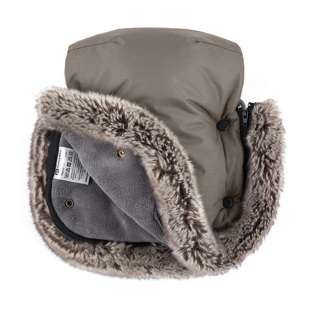 PETITE&amp;amp;amp;amp;amp;amp;amp;amp;amp;amp;amp;amp;amp;amp;MARS Téli szett Comfy 4in1 bundazsák + kézmelegítő kesztyű babakocsira Furry Mocha Mousse