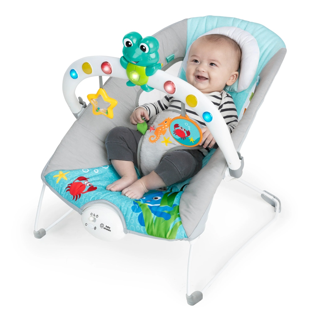 BABY EINSTEIN Zenei vibráló hintaszék fényekkel Kick to It Neptune 9 kg-ig