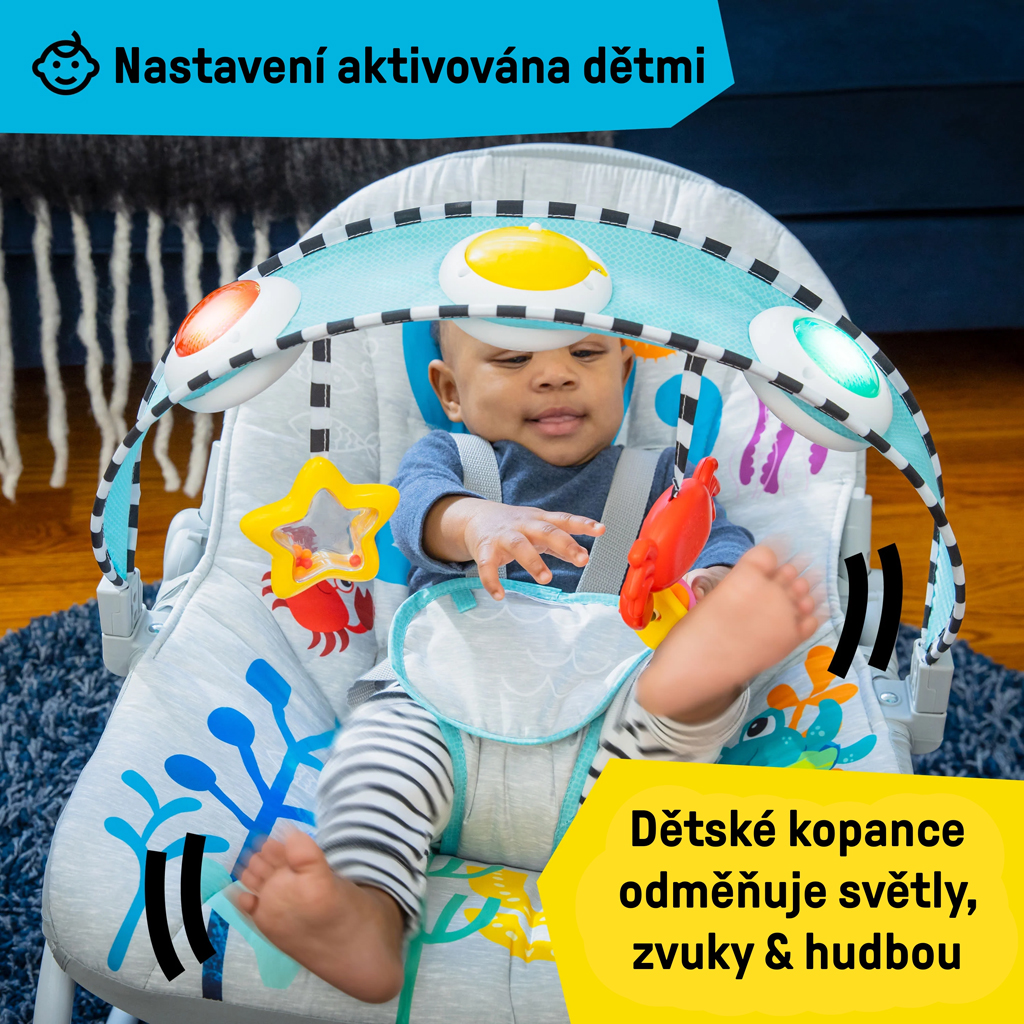 BABY EINSTEIN Zenei vibráló hintaszék Kick to It Opus 18 kg-ig