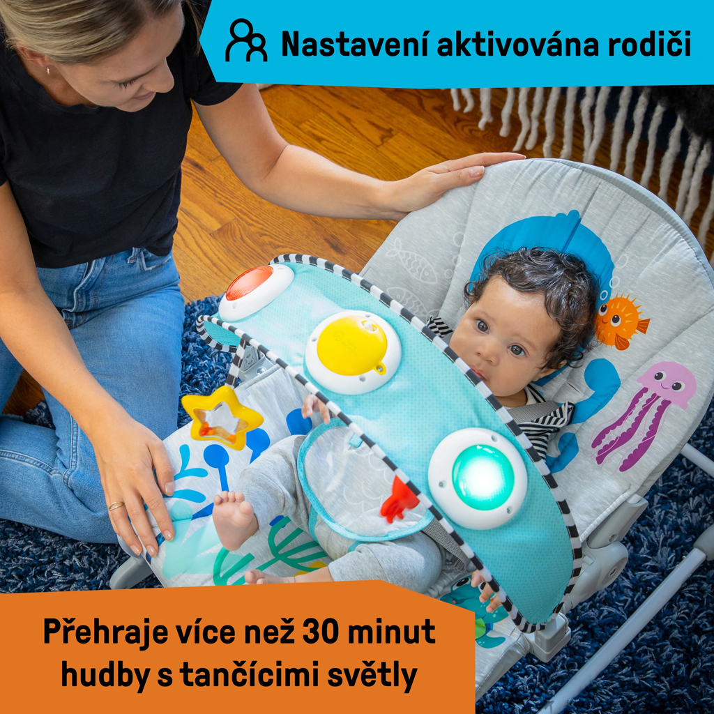 BABY EINSTEIN Zenei vibráló hintaszék Kick to It Opus 18 kg-ig