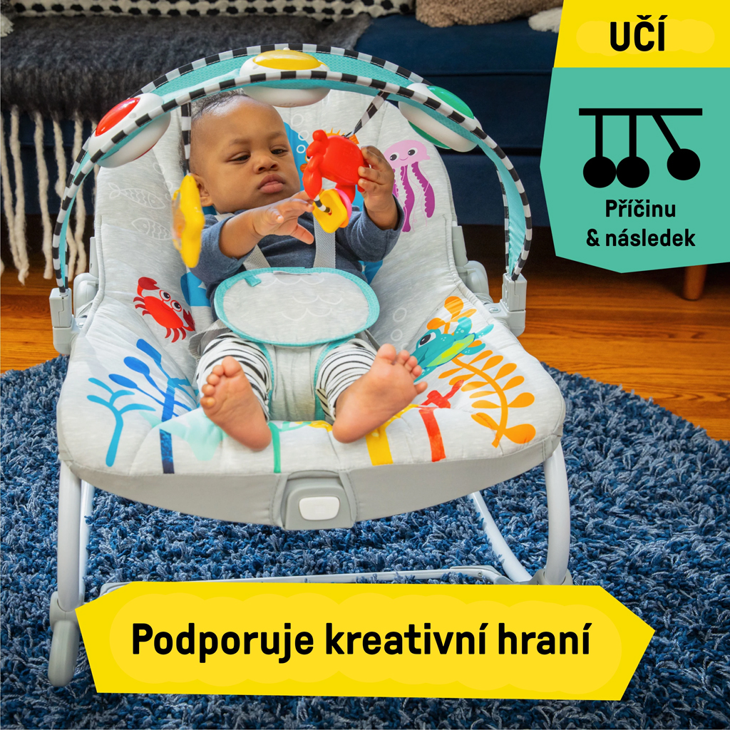 BABY EINSTEIN Zenei vibráló hintaszék Kick to It Opus 18 kg-ig