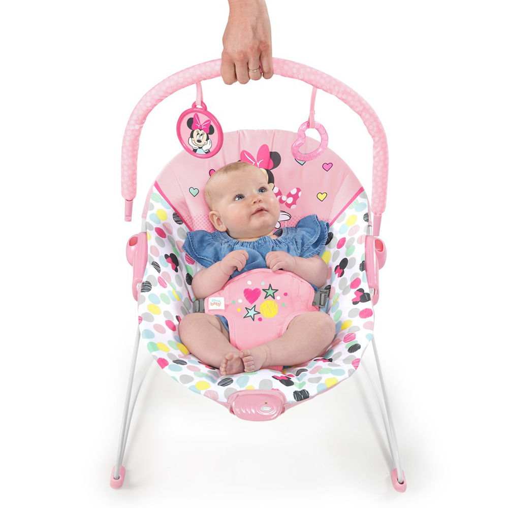 DISNEY BABY Vibráló pihés Minnie Mouse fekvőhely 0m+ -ig 9 kg