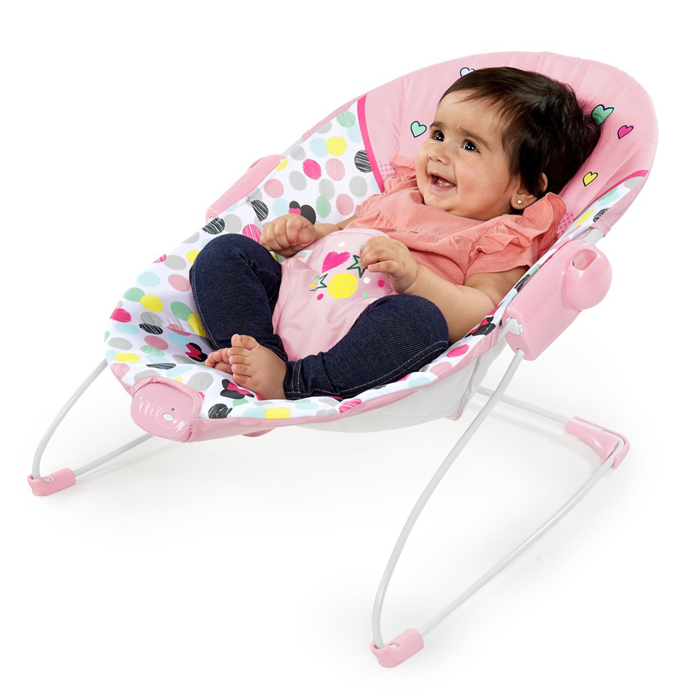 DISNEY BABY Vibráló pihés Minnie Mouse fekvőhely 0m+ -ig 9 kg