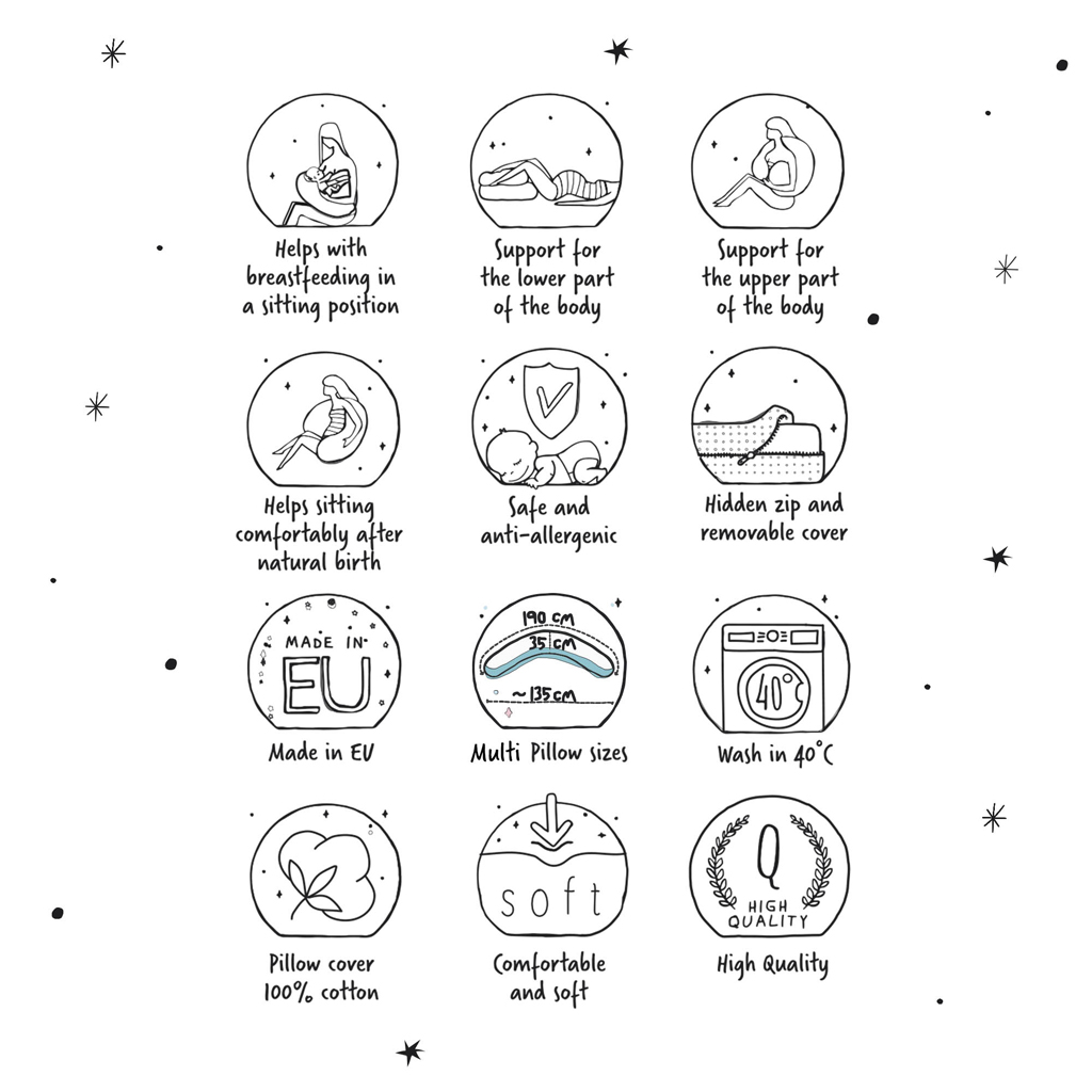 CEBA BABY Szoptatós párna Cebuška PHYSIO Multi Žerzej Kamilla 190 cm