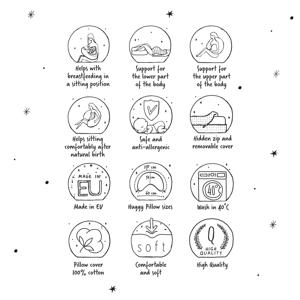 CEBA BABY Szoptatós párna Huggy (150x60x37) Basic Brown Leaves