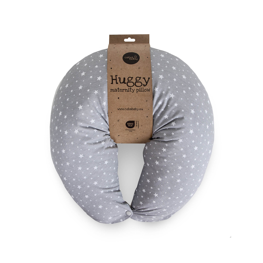 CEBA BABY Szoptatós párna Huggy (150x60x37) Basic Grey Stars