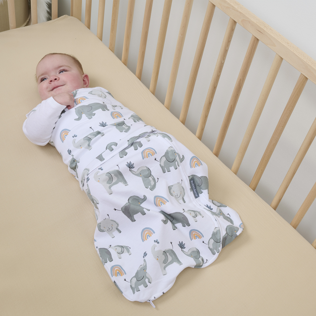 INGENUITY Pamut pólya kagyló alakú, szabad ujjú, átalakítható TOG 1 SwaddleMe™ Dash Lines 3hó+